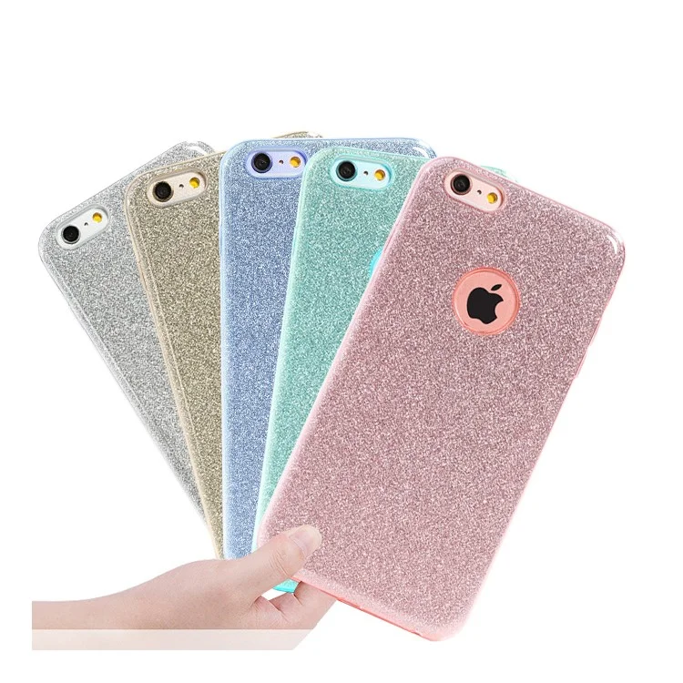 XINCUCO Flash Powder Paper PC TPU Hybrid Case for iPhone 6s 6 - Silver
