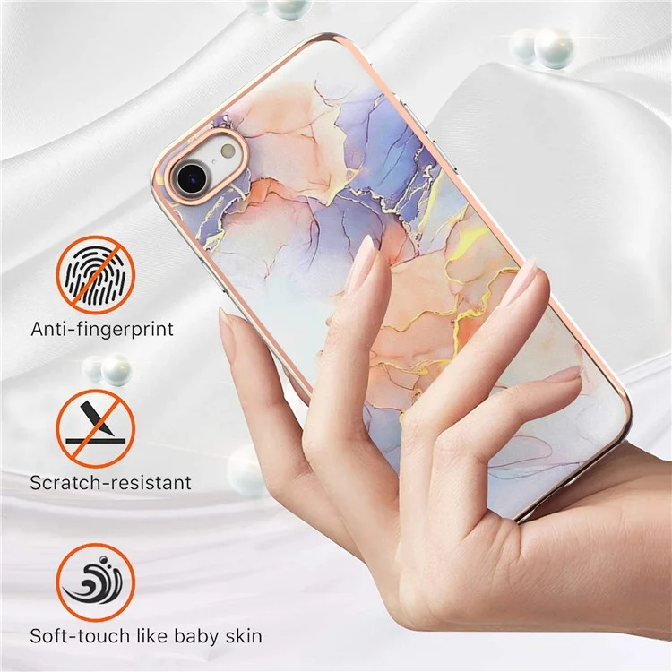 For iPhone 7 / 8 / SE (2020) / SE (2022) TPU Cases IMD Pattern Electroplating Soft Phone Back Cover - Milky Way Marble White