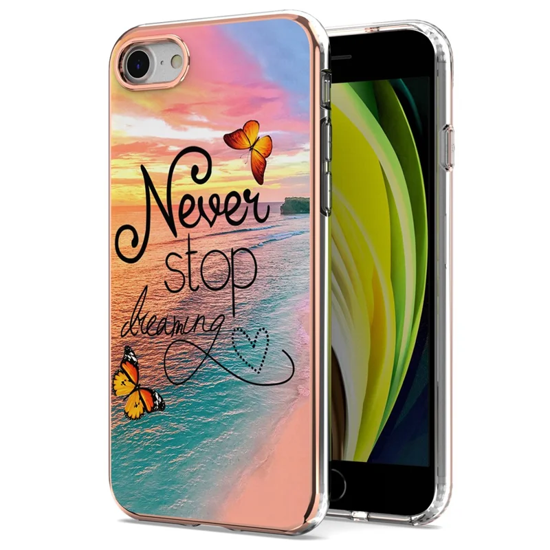 For iPhone 7 / 8 / SE (2020) / SE (2022) TPU Cases IMD Pattern Electroplating Soft Phone Back Cover - Never Stop Dreaming