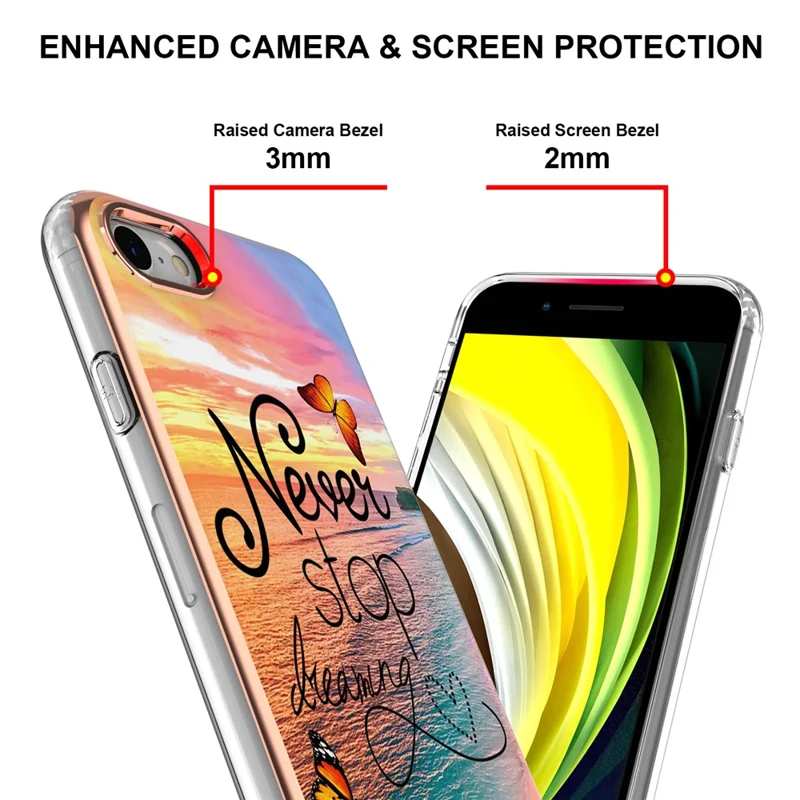 For iPhone 7 / 8 / SE (2020) / SE (2022) TPU Cases IMD Pattern Electroplating Soft Phone Back Cover - Never Stop Dreaming