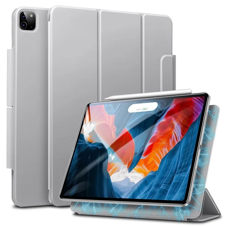 ESR Rebound Magnetic Series Tri Fold Stand Leather Case Pour Ipad Pro 12,9 Pouces (2021) / (2020) - Gris