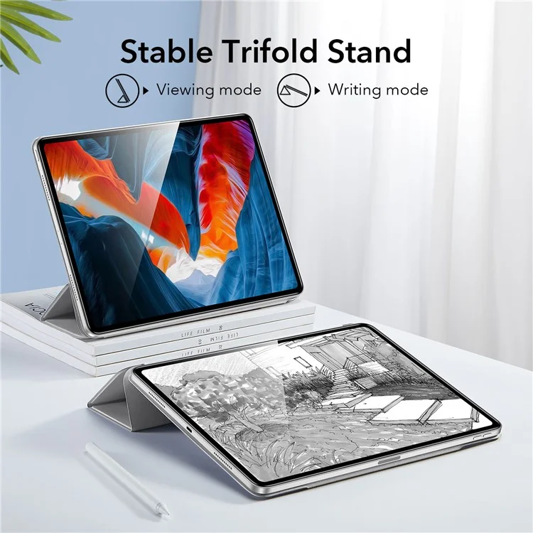 ESR Rebound Magnetic Series Tri-fold Stand Leder Hülle Für Ipad Pro 12,9 Zoll (2021)/(2020) - Grau