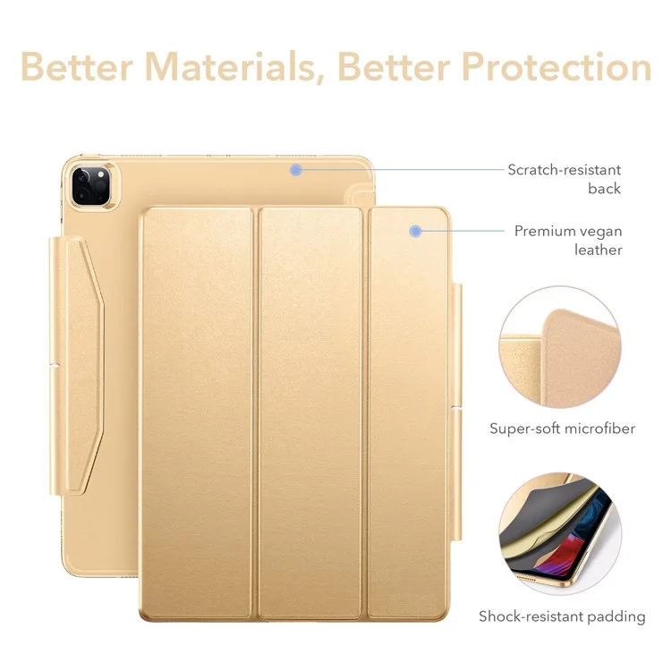 ESR Yippee Series Trifold Convenient Magnetic Attachment Smart Case for iPad Pro 12.9-inch (2022) / (2021) - Khaki