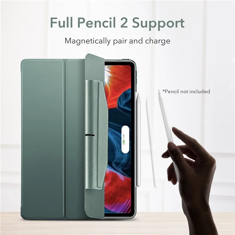 ESR YIPFEE-Serie Trifold Bequemer Magnetischer Befestigung Smart Case Für IPad Pro 12,9-Zoll (2021) - Waldgrün