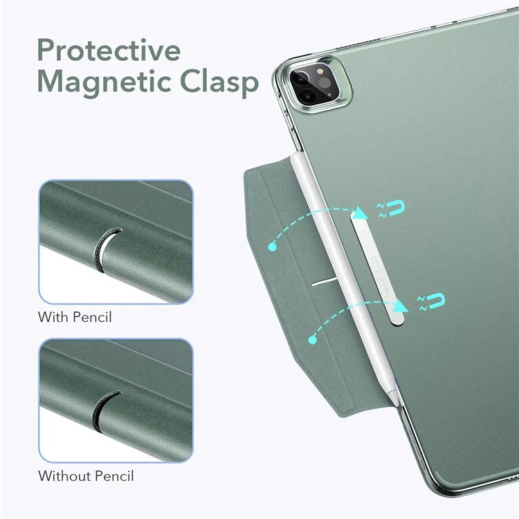 ESR Yippee Series Trifold Convenient Magnetic Attachment Smart Case for iPad Pro 12.9-inch (2021) - Forest Green