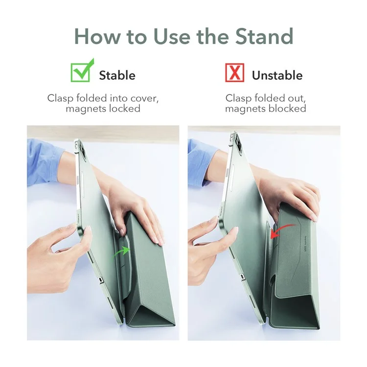 ESR Yippee Series Trifold Convenient Magnetic Attachment Smart Case for iPad Pro 12.9-inch (2022) / (2021) - Forest Green