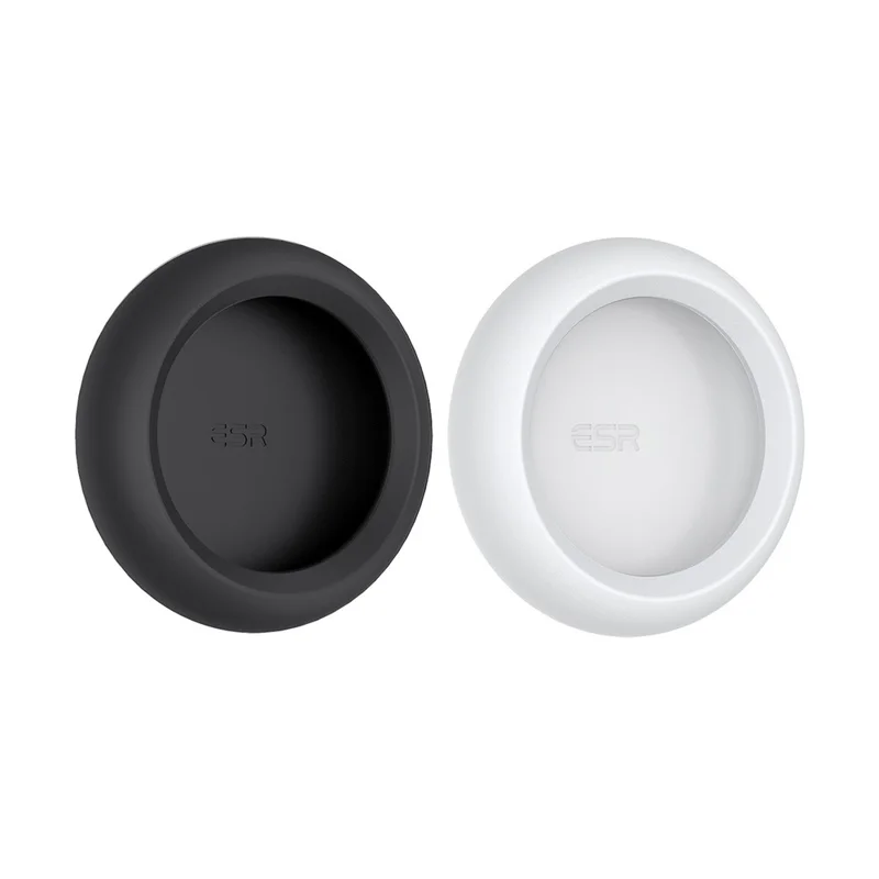2pcs ESR for AirTag 2021 Locator Tracker Anti-lost Device Cover Adhesive Stick-on Protective Silicone Case - Black / White