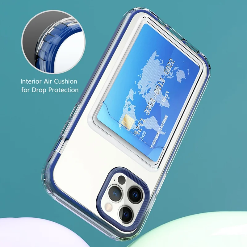 Clear Gradient Soft TPU Shock-Absorbing Bumper Protective Case with Card Holder for iPhone 12 6.1 inch / 12 Pro 6.1 inch - Purple