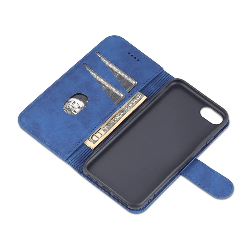 AZNS PU Leather Phone Cover Wallet Case Stand Design for iPhone 7 4.7 inch/8 4.7 inch/SE (2020)/SE (2022) - Blue