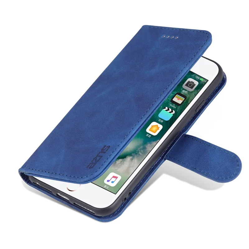 AZNS PU Leather Phone Cover Wallet Case Stand Design for iPhone 7 4.7 inch/8 4.7 inch/SE (2020)/SE (2022) - Blue
