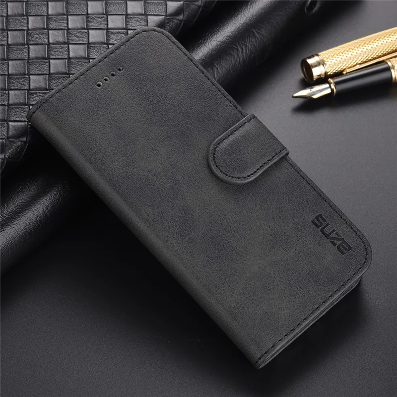 AZNS PU Leather Phone Cover Wallet Case Stand Design for iPhone 7 4.7 inch/8 4.7 inch/SE (2020)/SE (2022) - Black