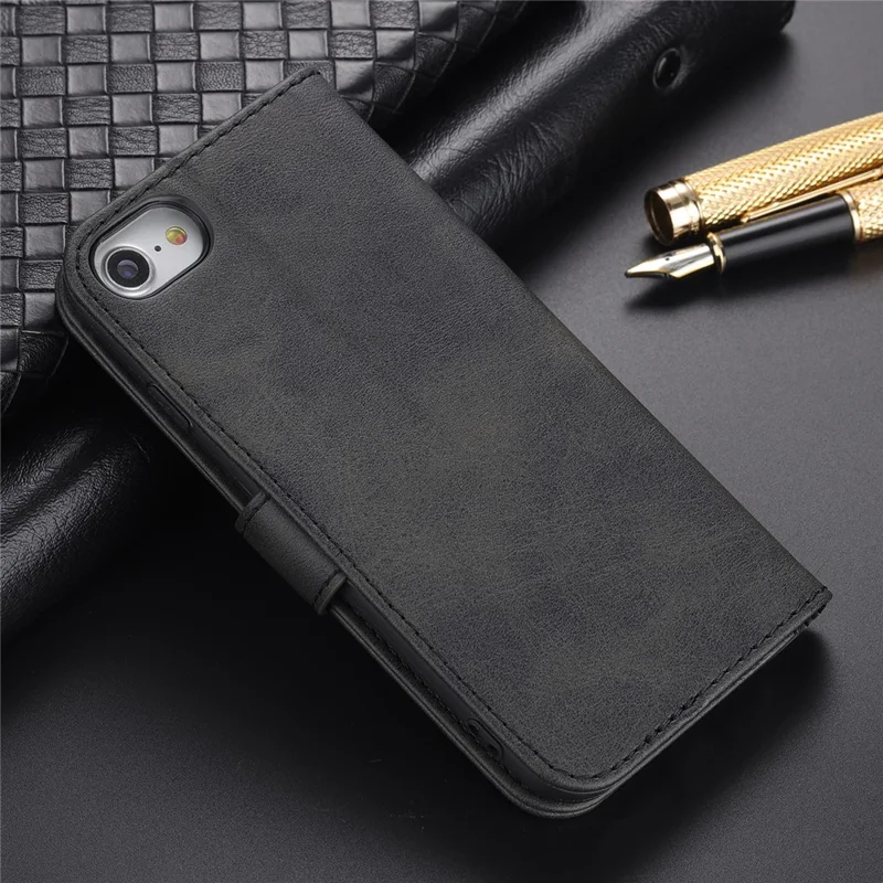 AZNS PU Leather Phone Cover Wallet Case Stand Design for iPhone 7 4.7 inch/8 4.7 inch/SE (2020)/SE (2022) - Black