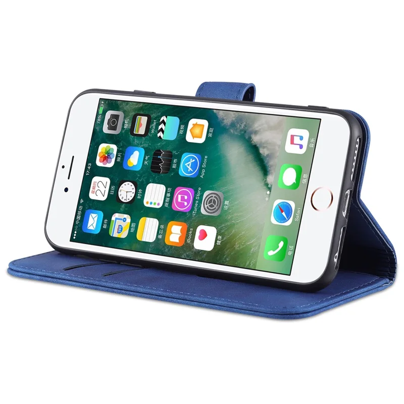 AZNS PU Leather Phone Cover Wallet Case Stand Design for iPhone 7 4.7 inch/8 4.7 inch/SE (2020)/SE (2022) - Black