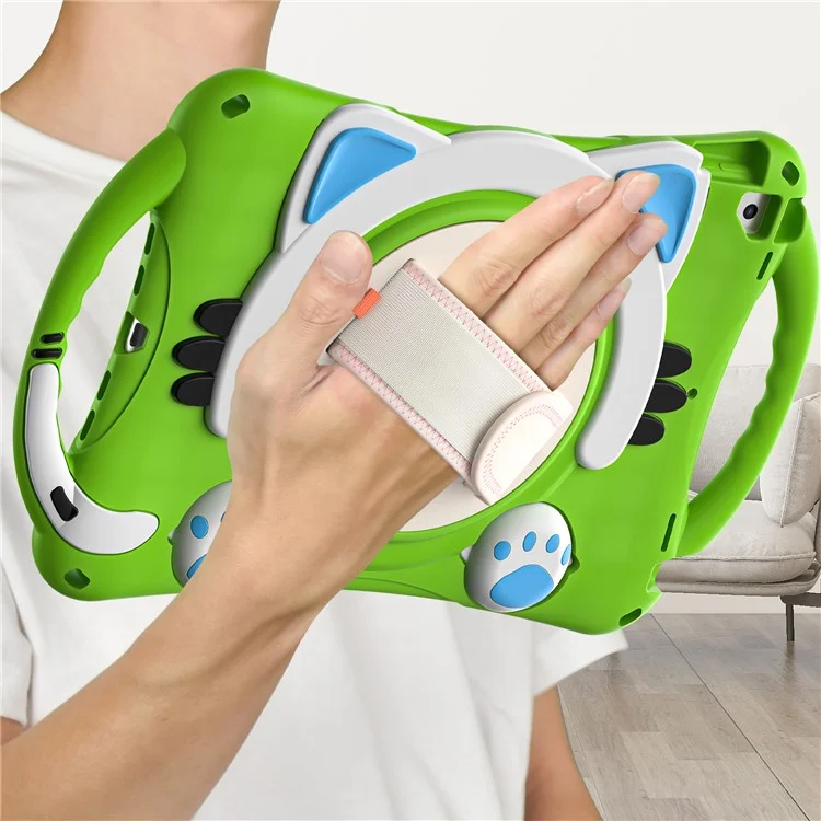 cubierta híbrida rotativa de 360 ​​grados con mango de agarre para ipad pro 10.5 pulgadas (2017)/aire 10.5 pulgadas (2019) /10.2 (2020) /10.2 (2019) /10.2 (2021) - verde azul