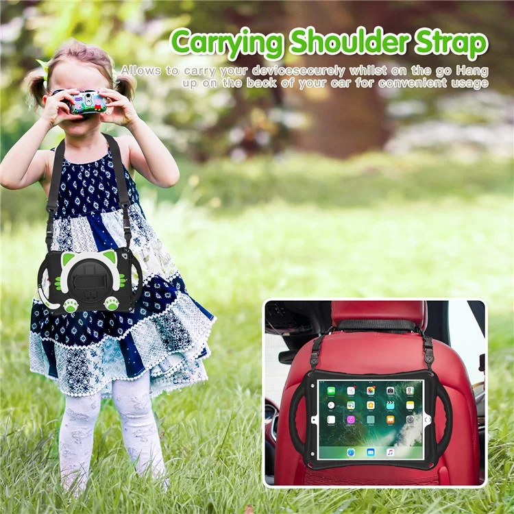 cubierta híbrida rotativa de 360 ​​grados con mango de agarre para ipad pro 10.5 pulgadas (2017)/aire 10.5 pulgadas (2019) /10.2 (2020) /10.2 (2019) /10.2 (2021) - verde azul