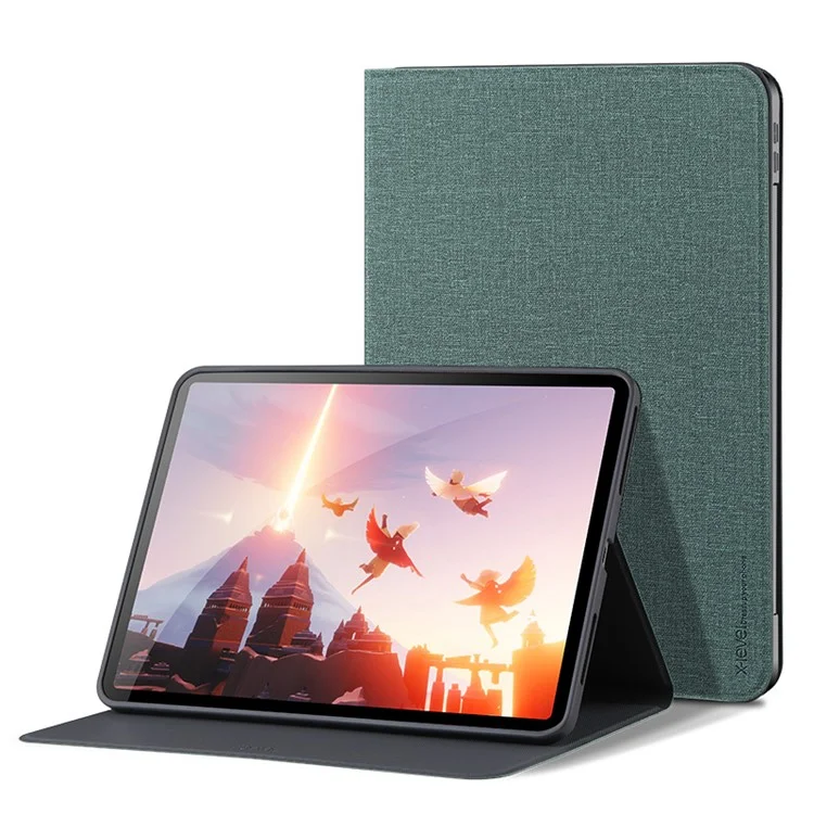 X-LEVEL Canvas Series Cloth Texture Full Protection Leather Tablet Stand Case Cover per iPad Pro 11-pollici (2022) / (2021) / (2020) / (2018) - Verde