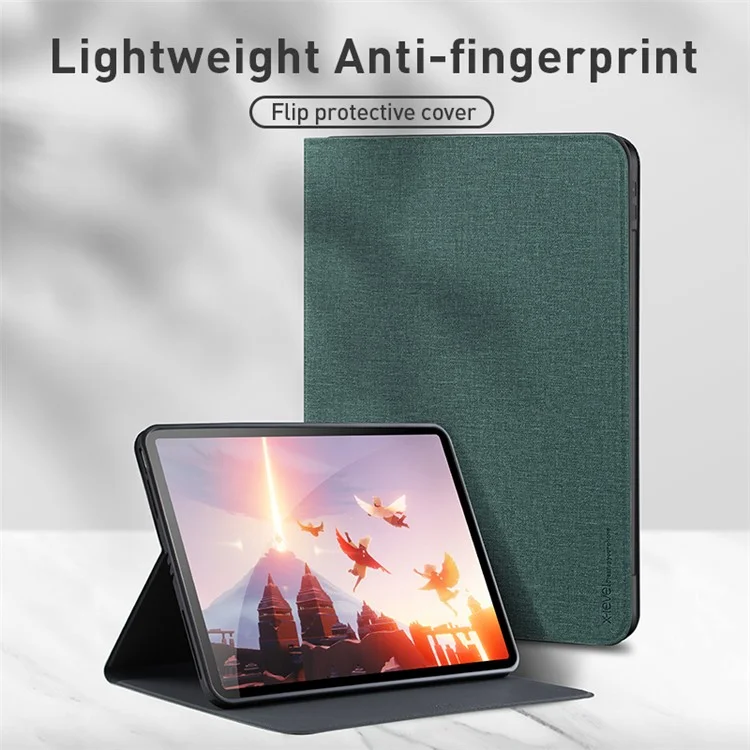X-LEVEL Canvas Series Cloth Texture Full Protection Leather Tablet Stand Case Cover per iPad Pro 11-pollici (2022) / (2021) / (2020) / (2018) - Verde