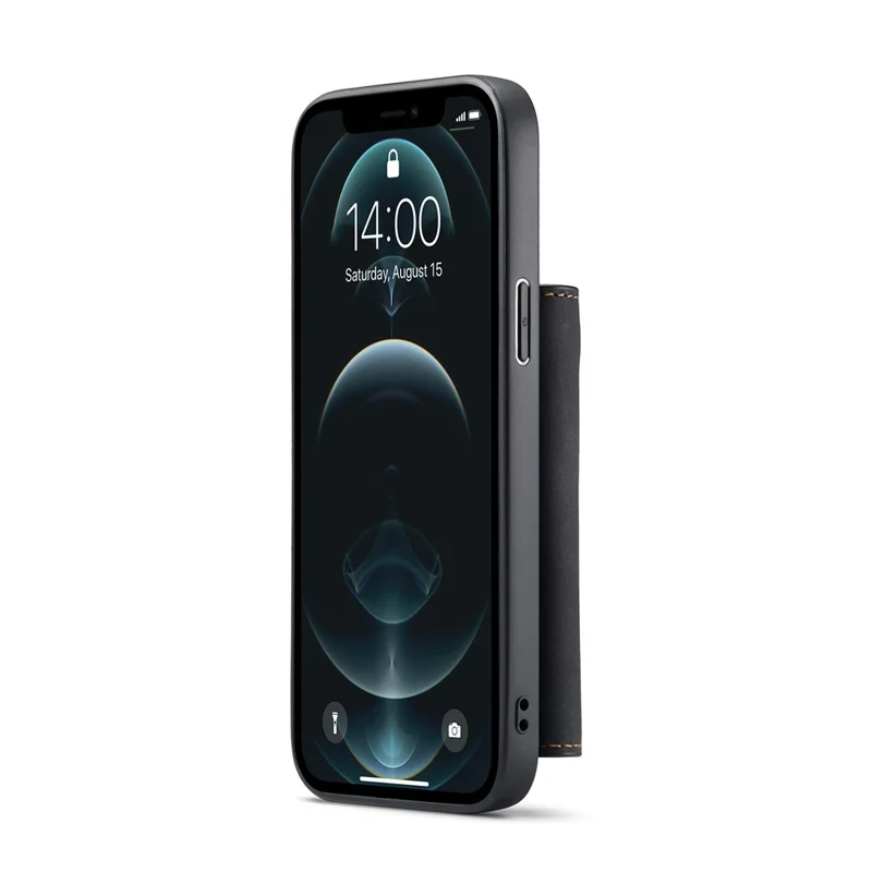 DG.MING M1 Series PU Leather Kickstand Protective Phone Case Shell with Magnetic Tri-fold Wallet for iPhone 12 Pro Max 6.7 inch - Coffee
