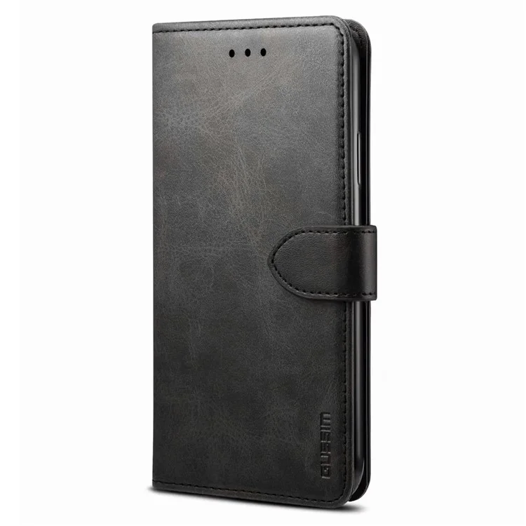 Gussim Magnetic Close Ferm Clasp Cuir Phone Portefeuille Support Pour Iphone 12 6,1 Pouces / 12 Pro 6.1 Pouces - le Noir