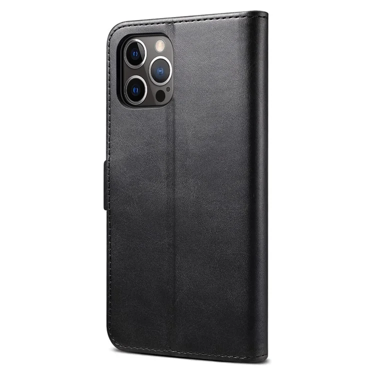 Gussim Magnetic Close Ferm Clasp Cuir Phone Portefeuille Support Pour Iphone 12 6,1 Pouces / 12 Pro 6.1 Pouces - le Noir