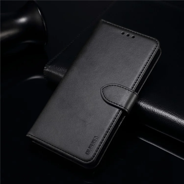 Gussim Magnetic Close Ferm Clasp Cuir Phone Portefeuille Support Pour Iphone 12 6,1 Pouces / 12 Pro 6.1 Pouces - le Noir