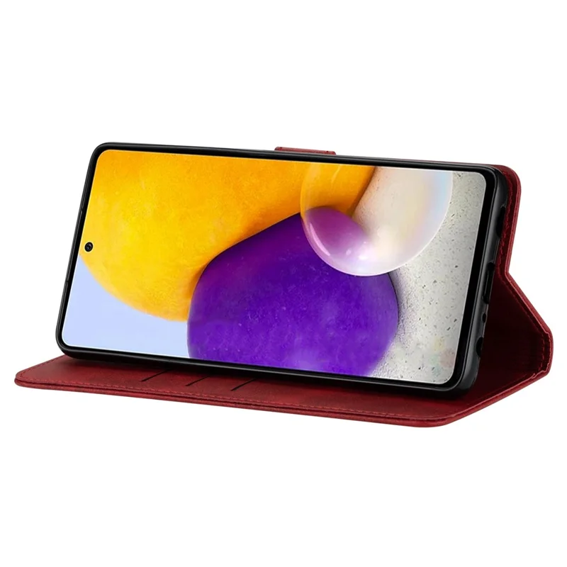 GUSSIM Magnetic Closure Clasp Leather Phone Wallet Stand Case for iPhone 12 6.1 inch/12 Pro 6.1 inch - Red