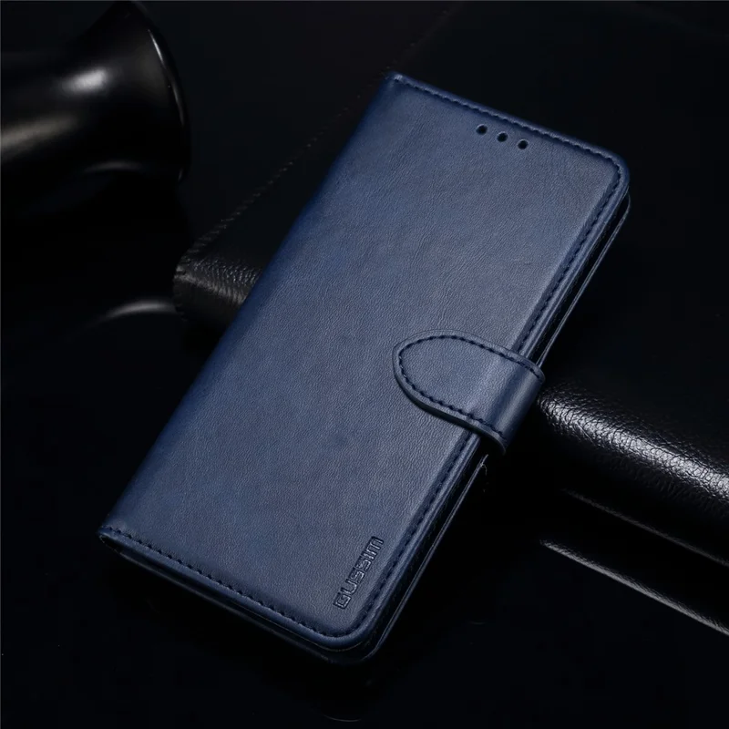 GUSSIM Magnetic Closure Clasp Leather Phone Wallet Stand Case for iPhone 12 6.1 inch/12 Pro 6.1 inch - Blue