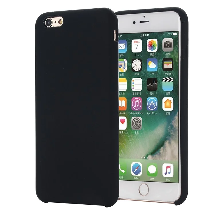 Funda de teléfono con borde envuelto de silicona líquida para iPhone 6 Plus / iPhone 6s Plus - Negro