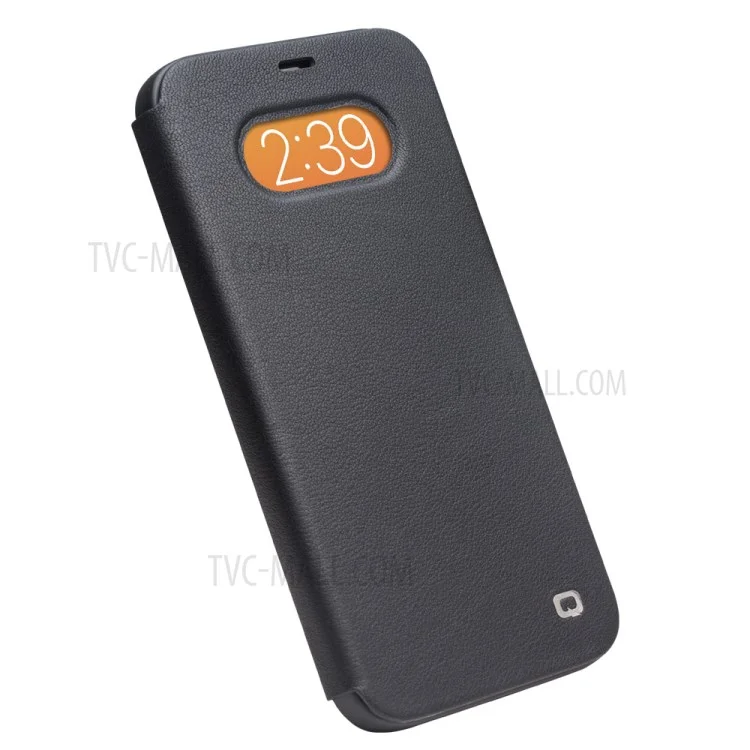 Qialino Ultra Thin Flip Flip Flip Folio de Abertura em Design de Borda Curva Para Iphone 12 6,1 Polegadas / 12 Pro 6,1 Polegadas / Preto