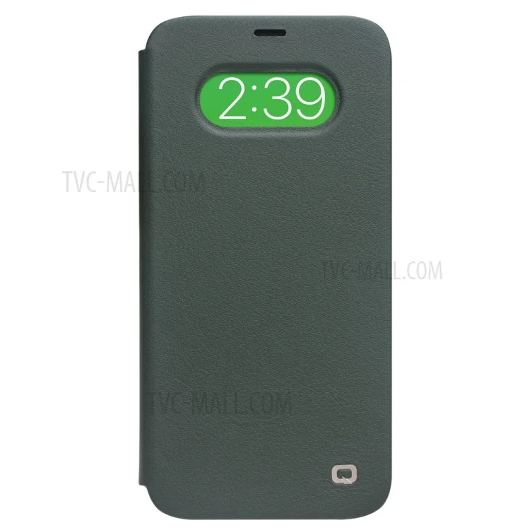 Qialino Ultra Thin Flip Flip Flip Folio de Abertura em Design de Borda Curva Para Iphone 12 6,1 Polegadas / 12 Pro 6,1 Polegadas / Verde Escuro