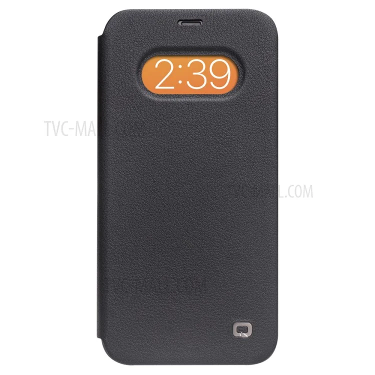 Qialino Ultra Thin Flip Flip Flip Folio de Abertura em Design de Borda Curva Para Iphone 12 6,1 Polegadas / 12 Pro 6,1 Polegadas / Verde Escuro
