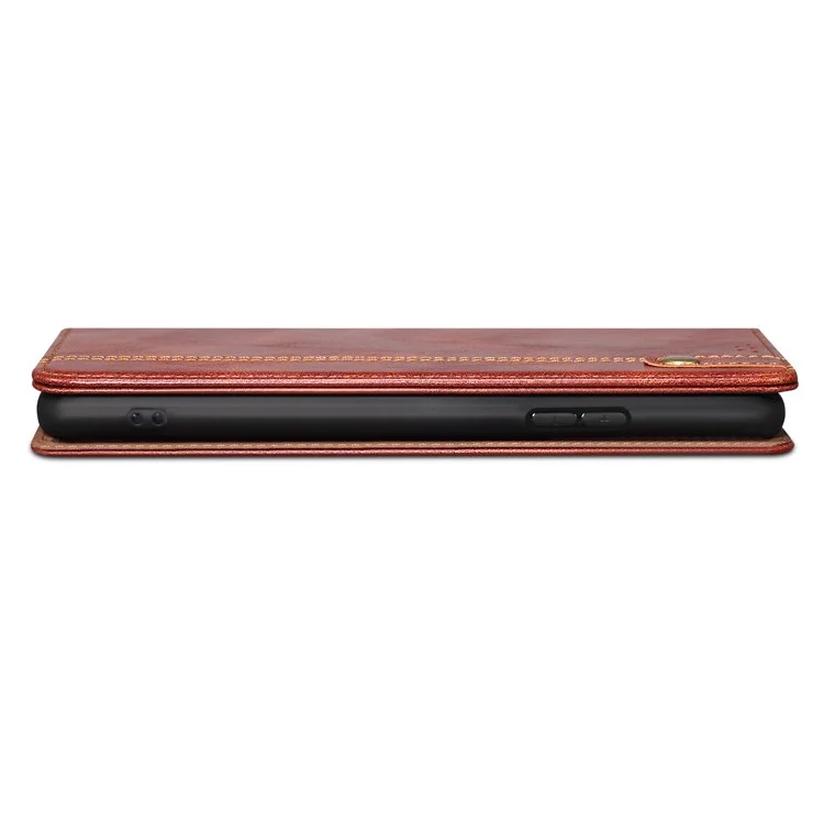 Oil Wax Surface PU Leather + Inner TPU Case Wallet Mobile Phone Shell for iPhone 13 Pro Max 6.7 inch - Brown