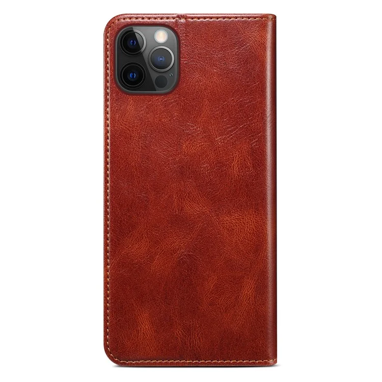 Oil Wax Surface PU Leather + Inner TPU Case Wallet Mobile Phone Shell for iPhone 13 Pro Max 6.7 inch - Brown