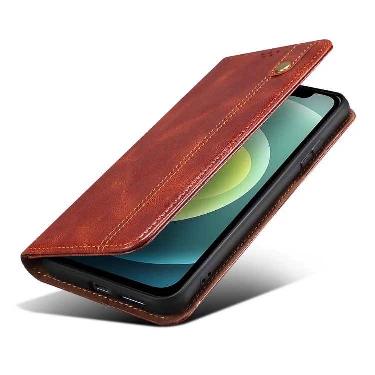 Oil Wax Surface PU Leather + Inner TPU Case Wallet Mobile Phone Shell for iPhone 13 Pro Max 6.7 inch - Brown