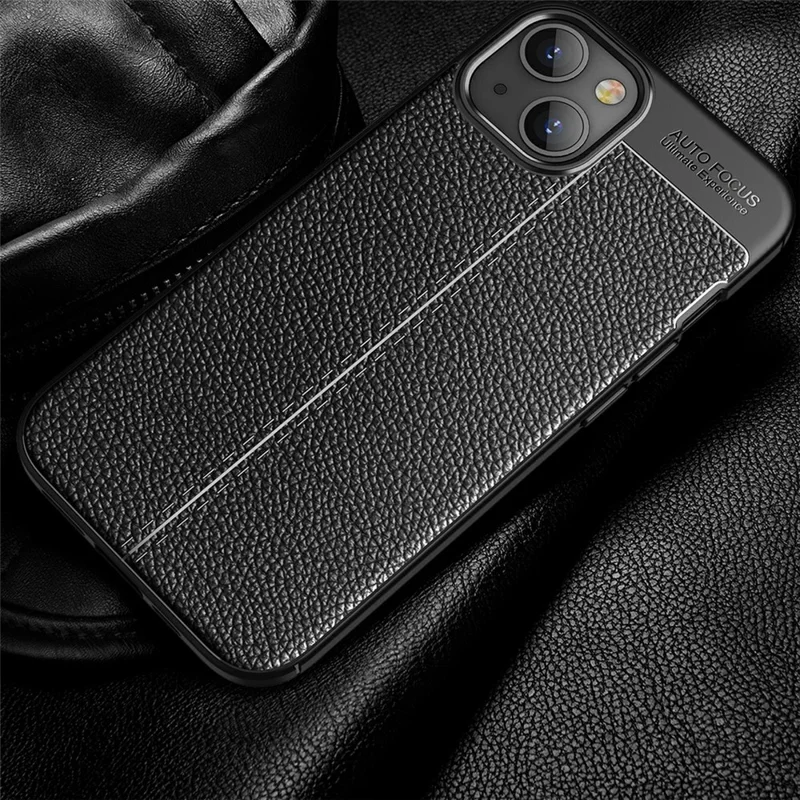 Litchi Texture Anti Scratch TPU Phone Case Shell for iPhone 13 6.1 inch - Black
