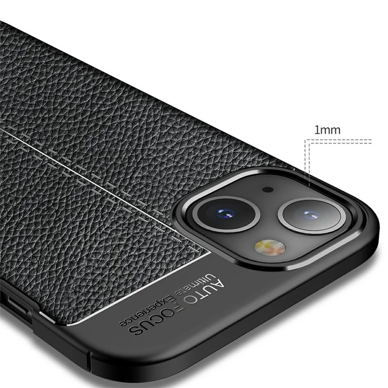 Litchi Texture Anti Scratch TPU Phone Case Shell for iPhone 13 6.1 inch - Black