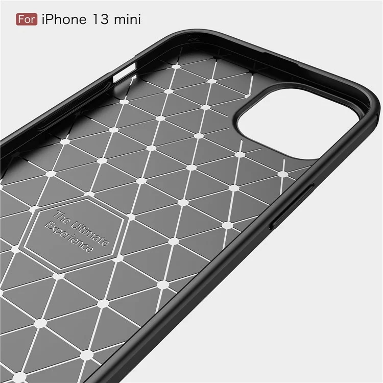 TPU Carbon Fiber Texture Brushed Flexible Phone Protective Back Case for iPhone 13 mini 5.4 inch - Black