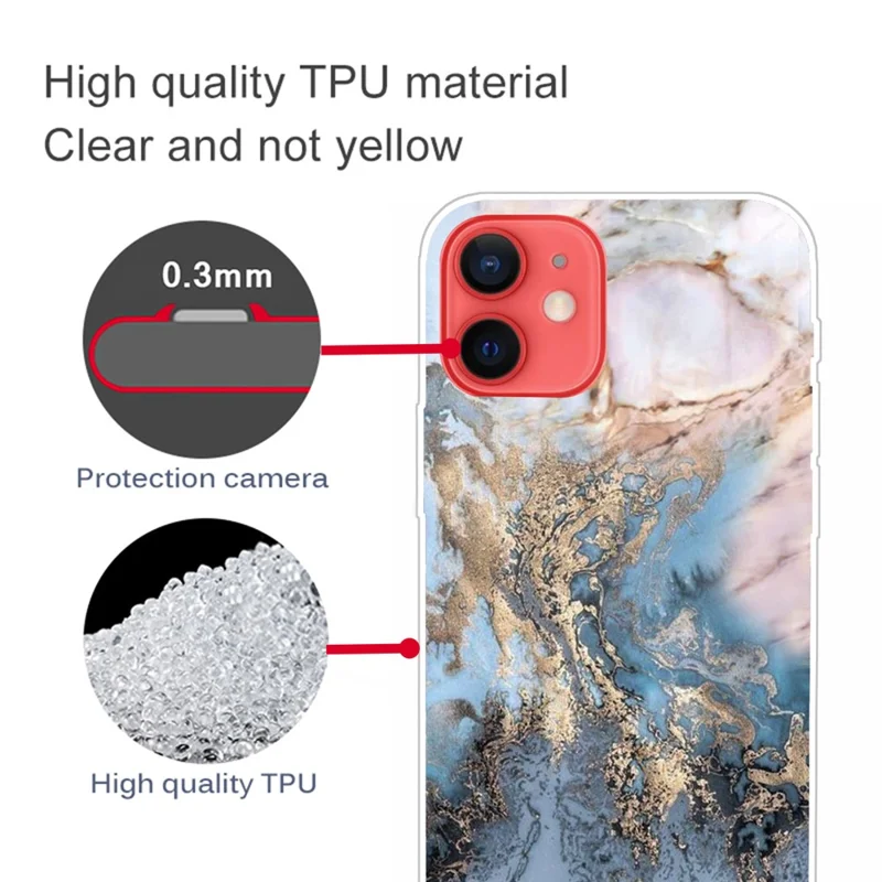 Marble Pattern Flexible TPU Back Shell for iPhone 13 6.1 inch - Style D