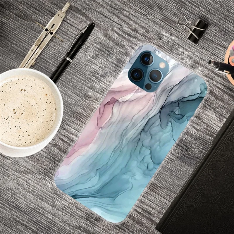 Abstract Marble Pattern Flexible TPU Back Shell for iPhone 13 Pro 6.1 inch - Style A