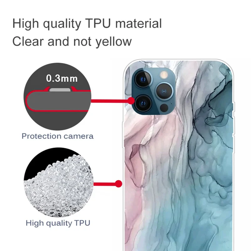 Abstract Marble Pattern Flexible TPU Back Shell for iPhone 13 Pro 6.1 inch - Style A