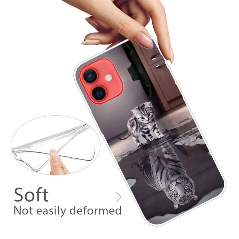 Soft Flexible TPU Shockproof Cover Cute Pattern Printing Phone Case for iPhone 13 6.1 inch - Cat and Tiger