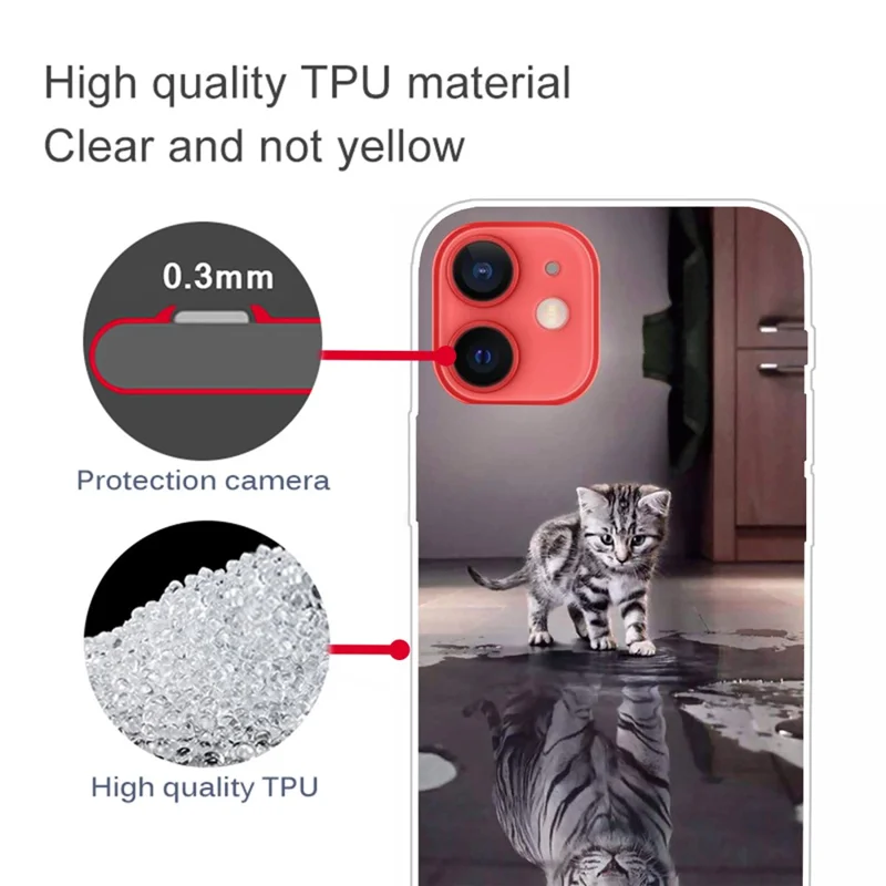 Soft Flexible TPU Shockproof Cover Cute Pattern Printing Phone Case for iPhone 13 6.1 inch - Cat and Tiger