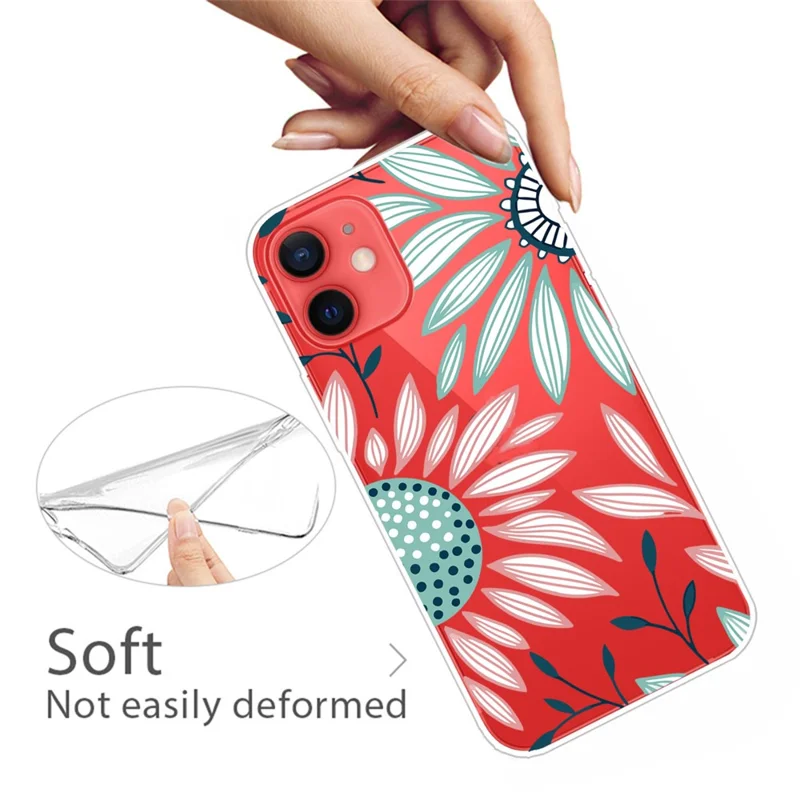 Soft Flexible TPU Shockproof Cover Cute Pattern Printing Phone Case for iPhone 13 6.1 inch - Sunflower