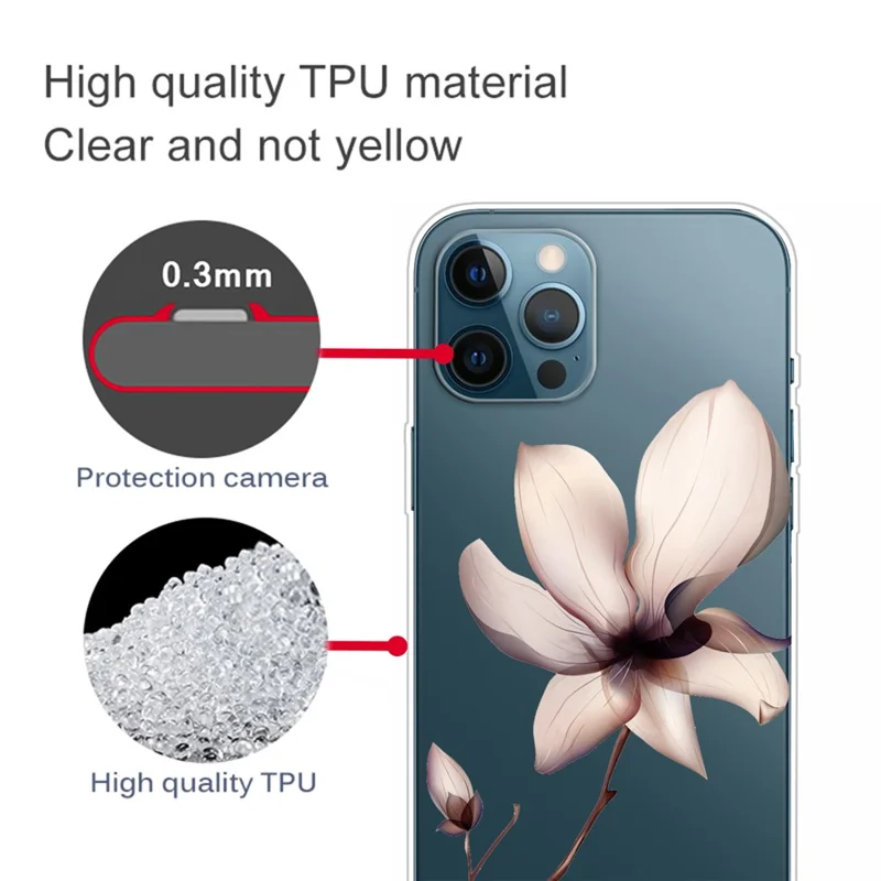 Ultra Slim Pattern Printing Flexible Light Weight TPU Protective Case for iPhone 13 Pro Max 6.7 inch - Lily