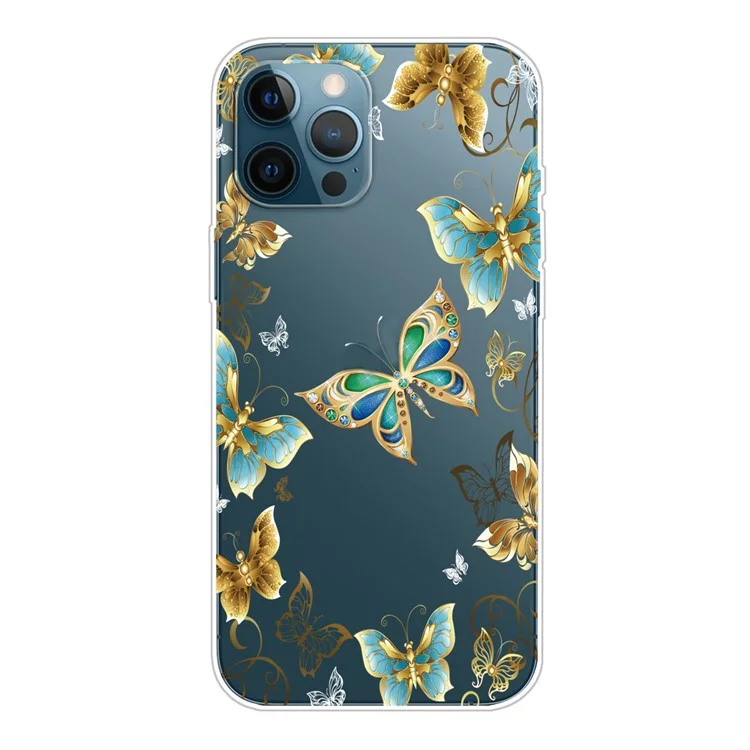 Ультратонкий гибкий чехол с узором для iPhone 13 Pro Max 6.7 дюйма - Ювелирные бабочки