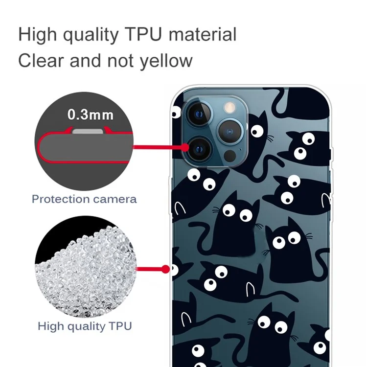 Soft TPU Shock Absorption Slim Pattern Printing Transparent Protective Case for iPhone 13 Pro 6.1 inch - Little Cats