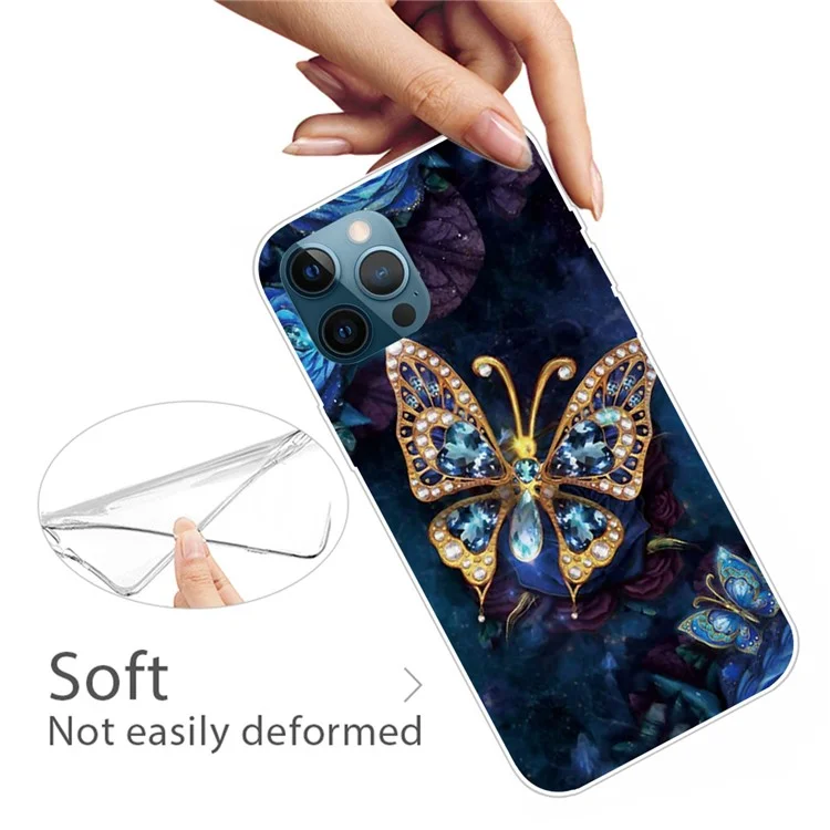 Super Fashion 3D Pattern Printing Soft TPU Case Lovely Back Shell for iPhone 13 Pro Max 6.7 inch - Jewelry Butterfly
