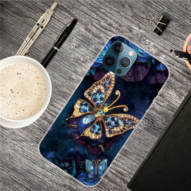 Super Fashion 3D Pattern Printing Soft TPU Case Lovely Back Shell for iPhone 13 Pro Max 6.7 inch - Jewelry Butterfly