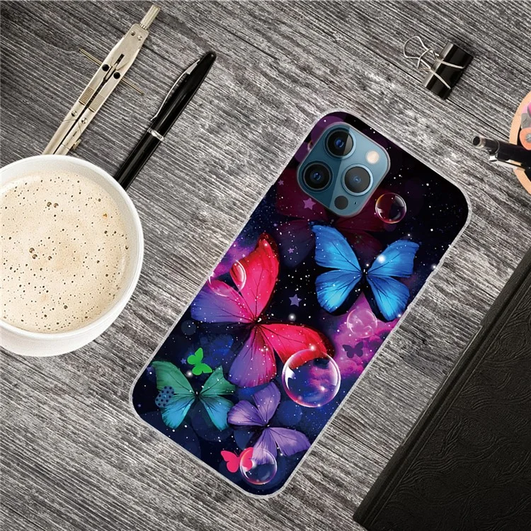 Carcasa Posterior de TPU con Impresión de Patrones IMD para iPhone 13 Pro de 6.1 Pulgadas - Hermosa Mariposa