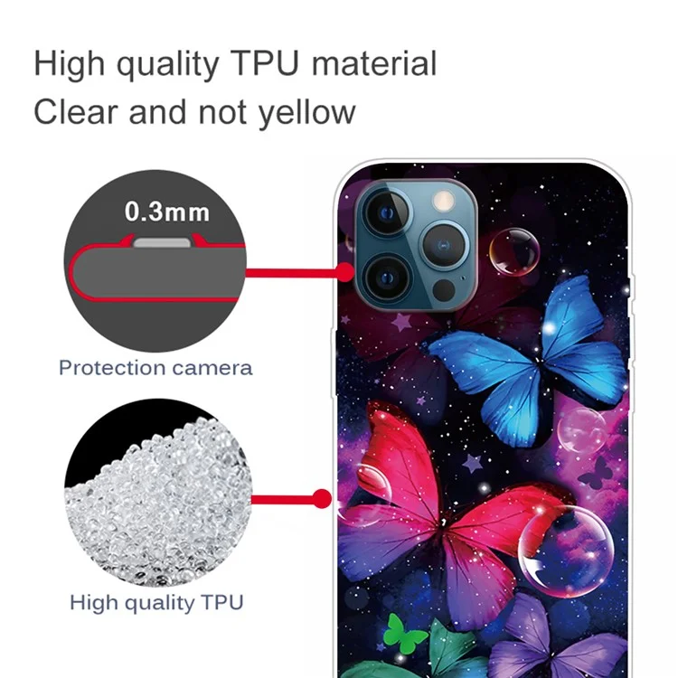 Carcasa Posterior de TPU con Impresión de Patrones IMD para iPhone 13 Pro de 6.1 Pulgadas - Hermosa Mariposa